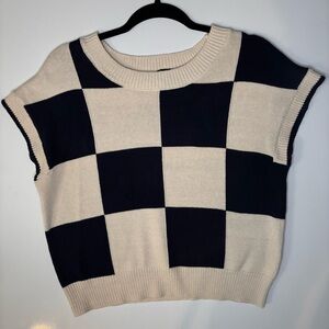 Moon & Madison Navy and Cream Knit Vest